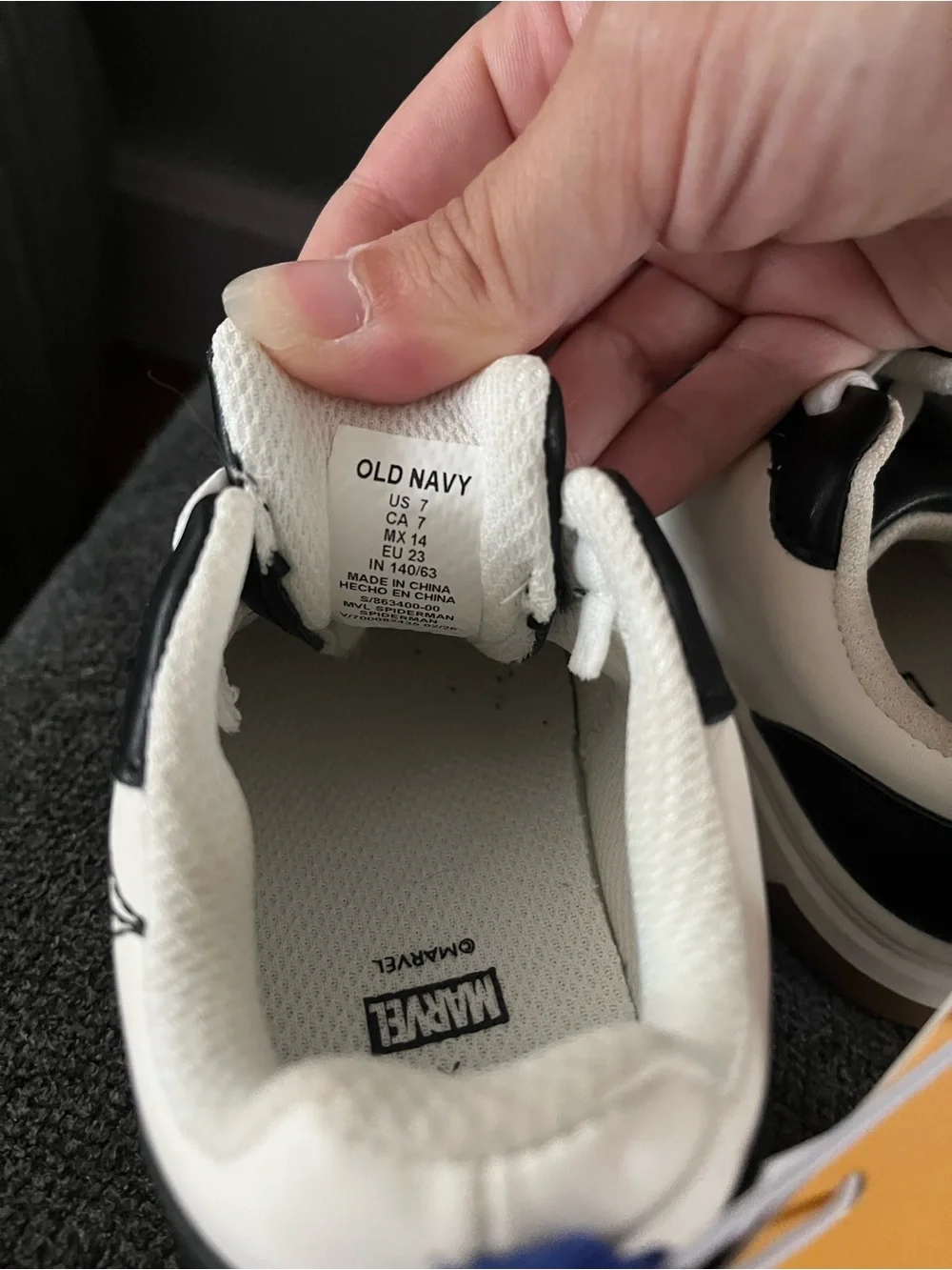 Old Navy White and Black Kids Spider Web Sneakers with Red Accent